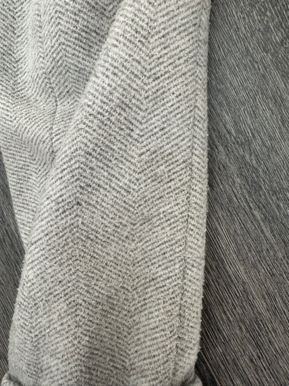 Le Chateau Grey Herringbone Asymmetrical Zip Hooded Jacket Long Chic Neutral Sm - Picture 11 of 14